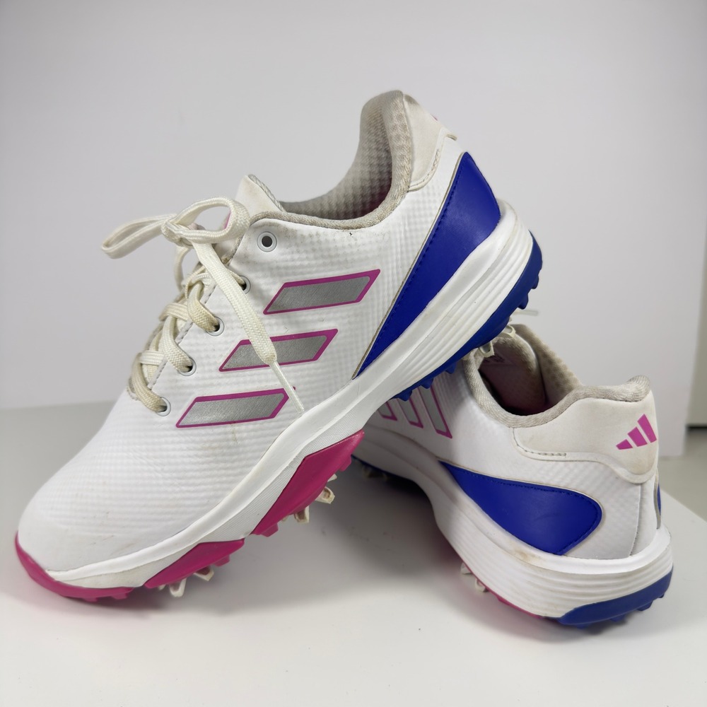 Adidas Junior ZG23 J White Lucid Fuchsia Golf Shoes Size 4.5 Kids GZ2179